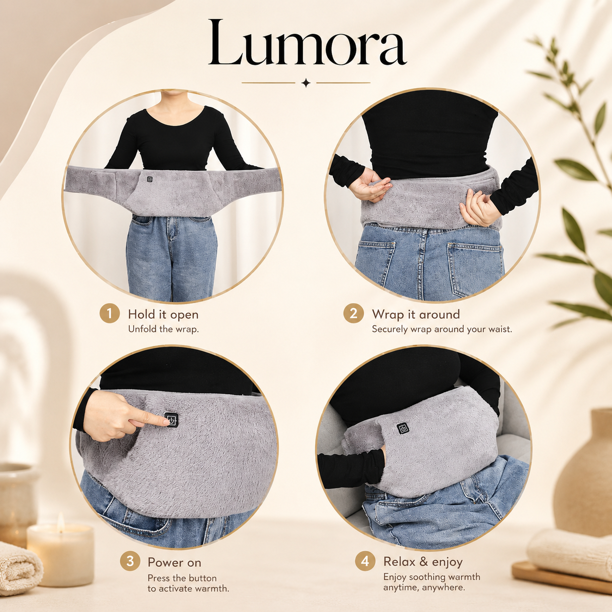 Alisson Heating Belt Soothing Relief, Cozy Comfort, USB Warmth