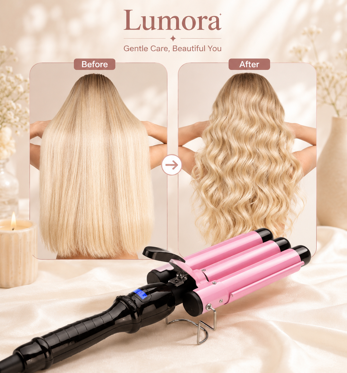 Kiarra Hair Waver Beach Waves, Glossy Volume, Ceramic