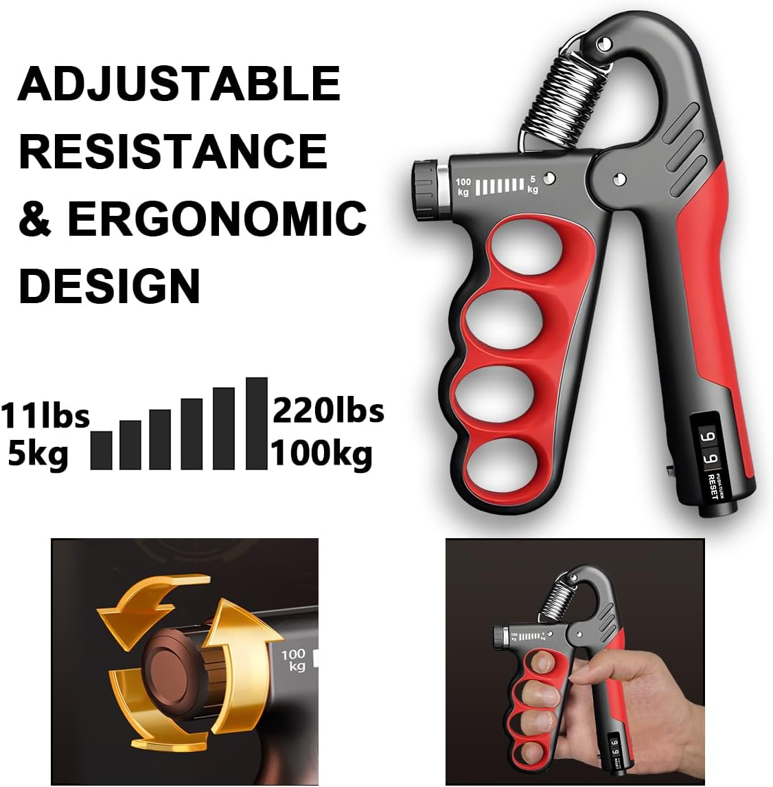 Shyrelle Grip Strength Trainer Strong Forearms Rep Counter