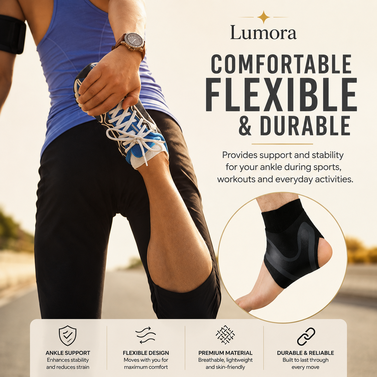 Tory Ankle Compression Sleeve Soothe Strain, Steady Support, Wrap Fit