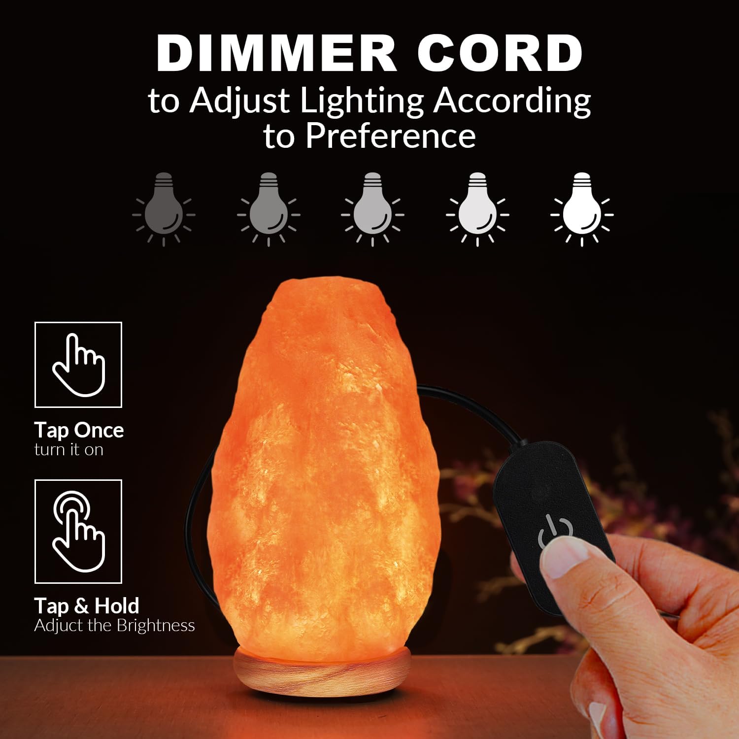 Gwynette Salt Lamp Calm Glow, Better Sleep, Warm Light