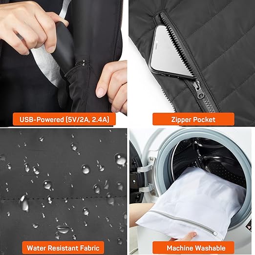 Anessa Heated Vest Warm Relief, Light Layers, USB Power