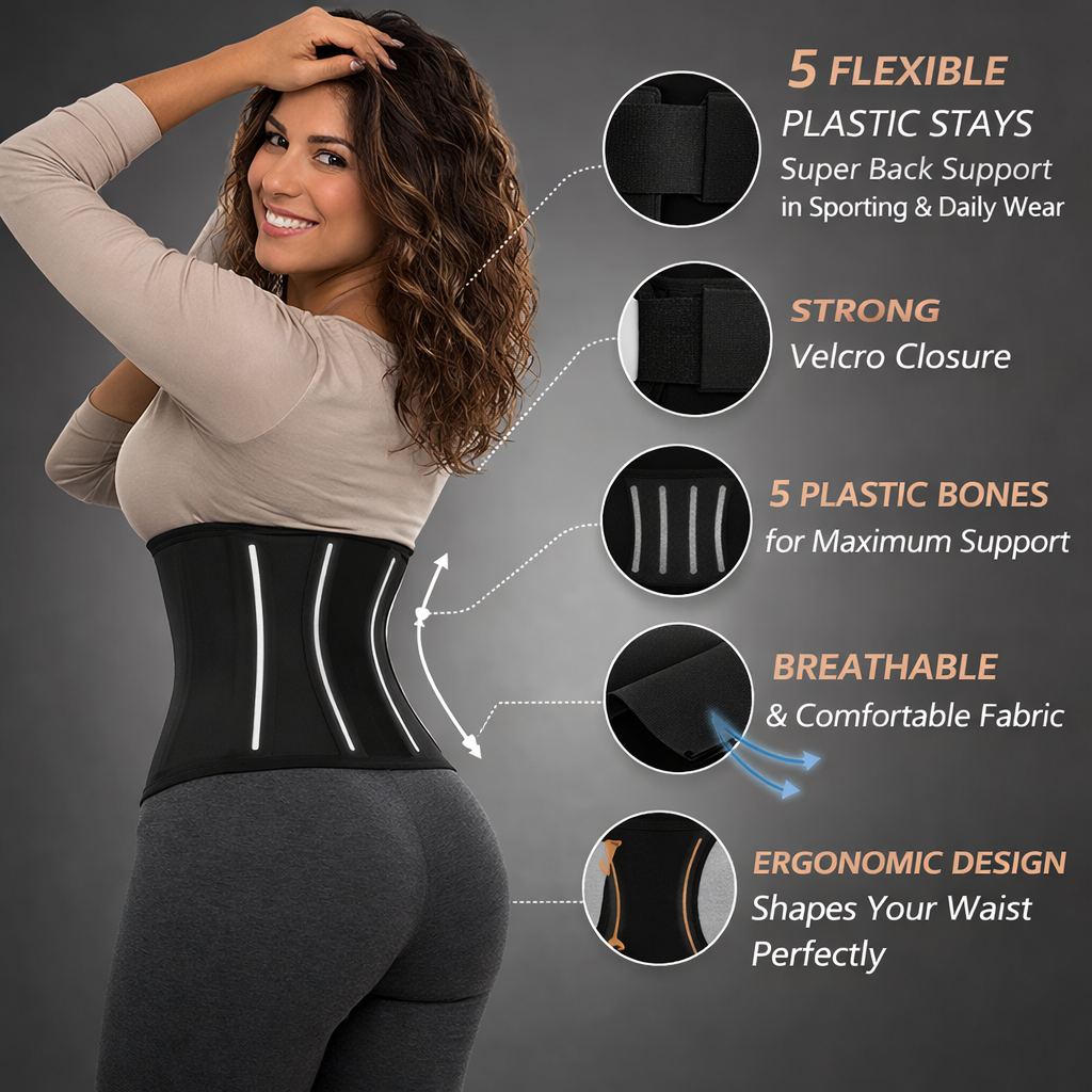 France Waist Trainer Belt Smoothing, Support, 3-Belt Fit