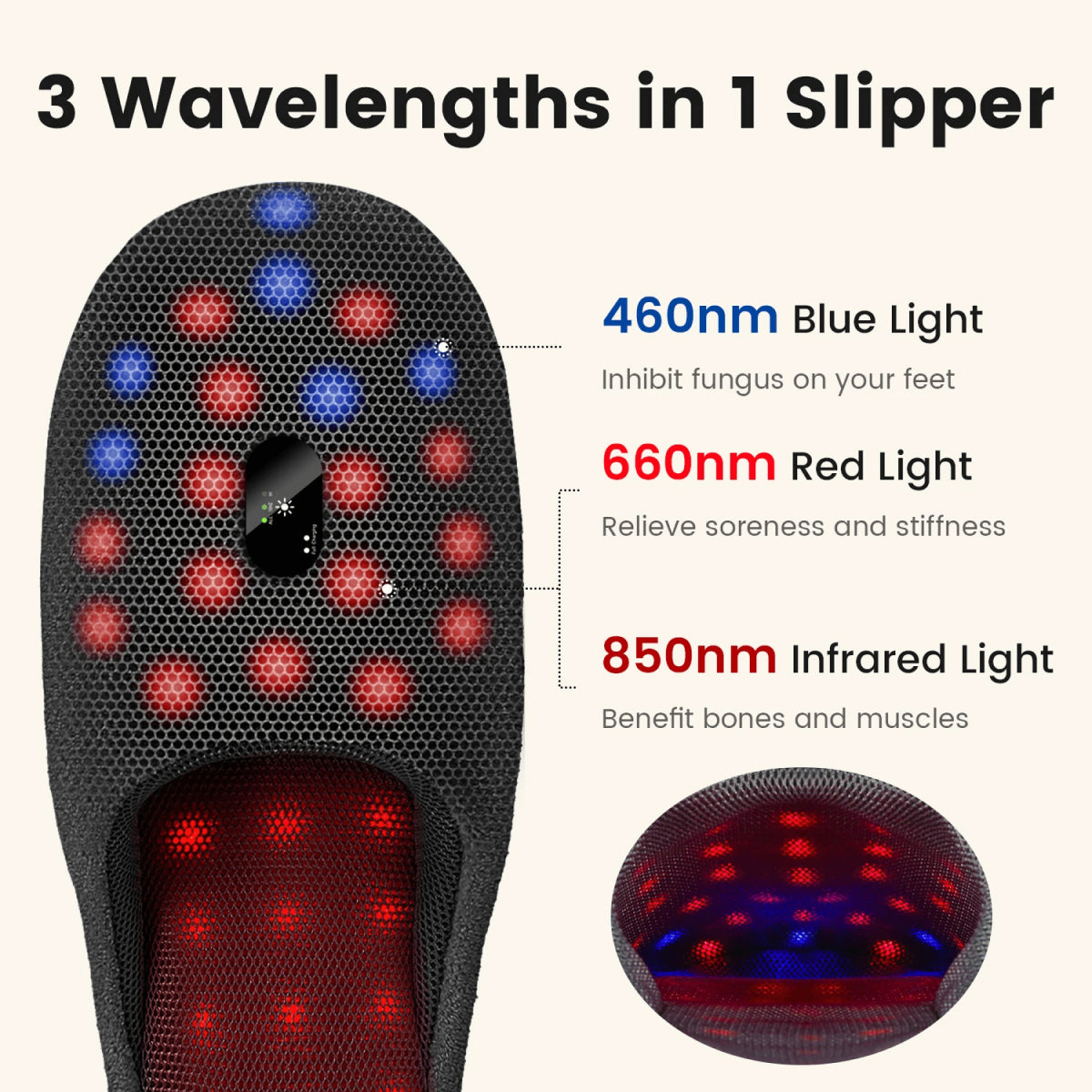 Soleia Foot Recovery Slippers Soothe, Restore, Light Therapy