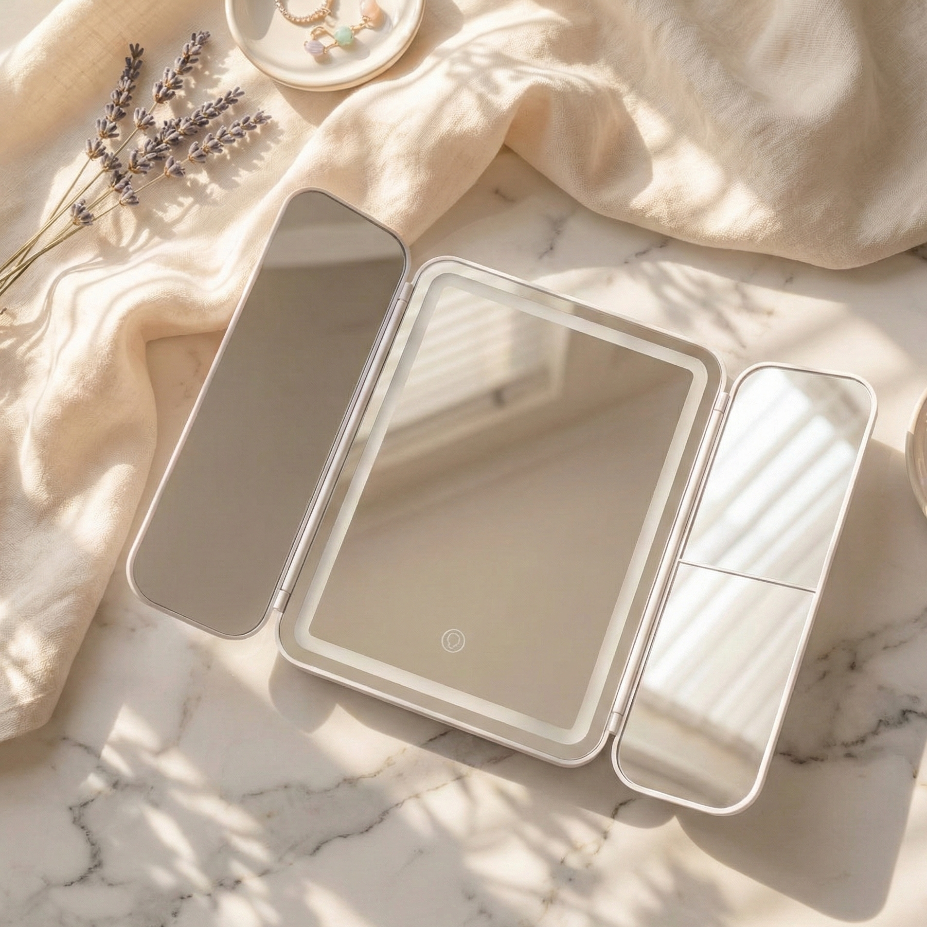 Micah LED Makeup Mirror Flawless Lighting, Precision, Trifold