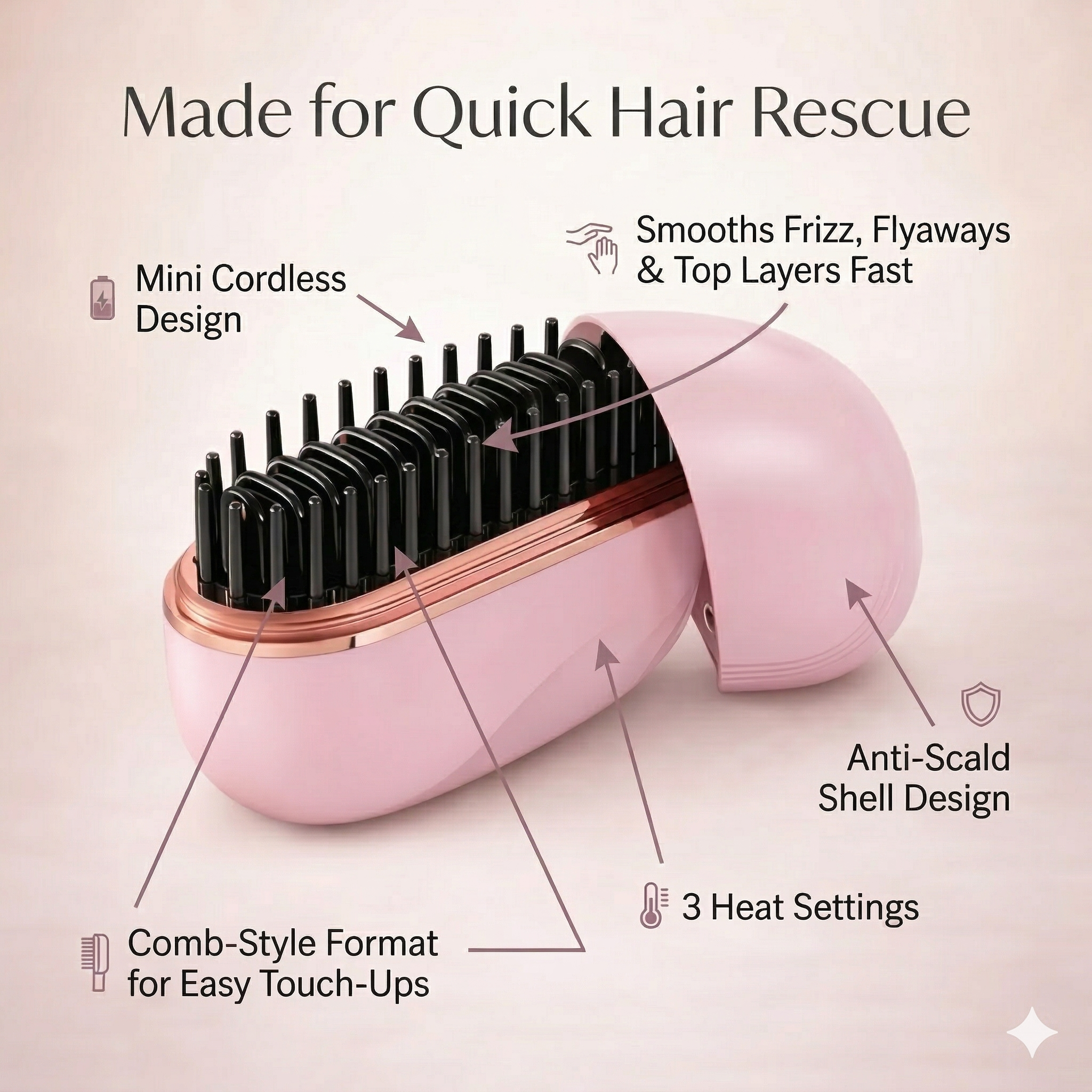 Luna Smooth Touch Cordless Hair Comb