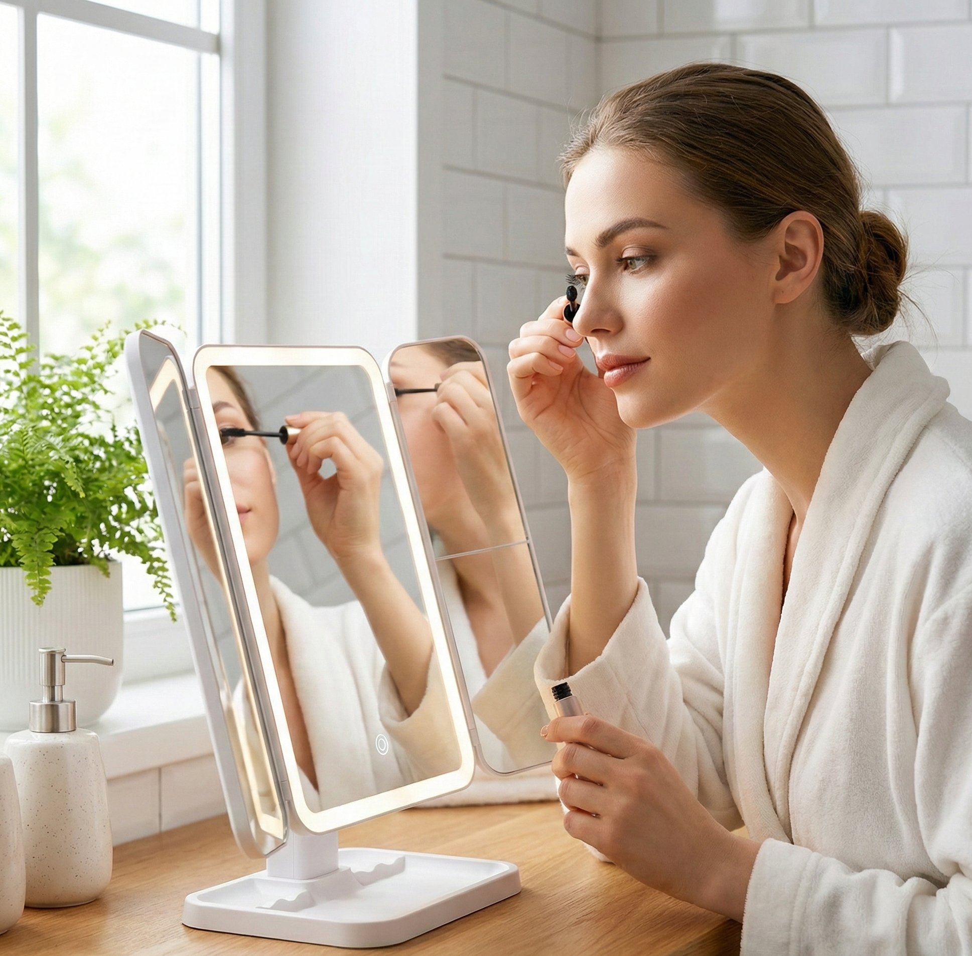 Micah LED Makeup Mirror Flawless Lighting, Precision, Trifold