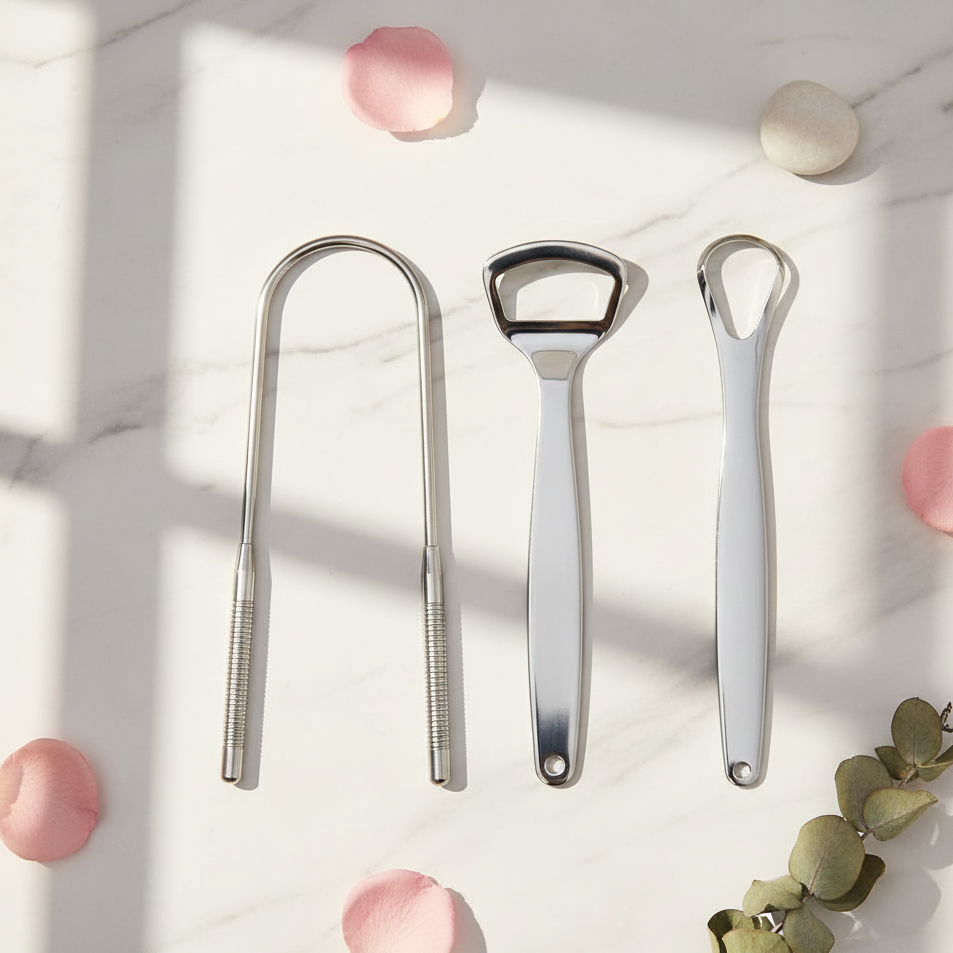Audrey Tongue Scraper Fresh Breath, Confidence, Steel