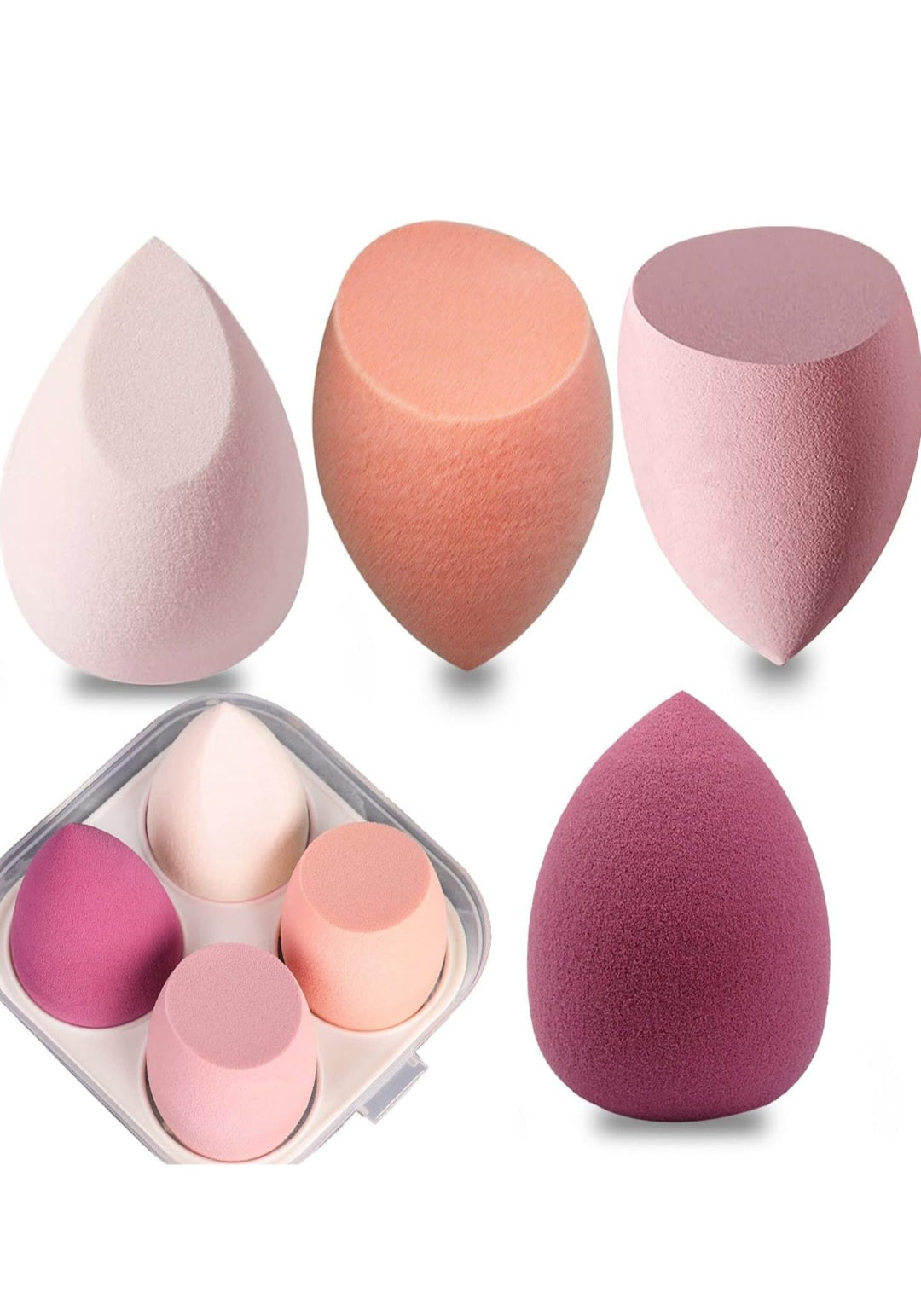 Hanasha Makeup Sponge Set Smooth Blend, Soft Finish, 4pc