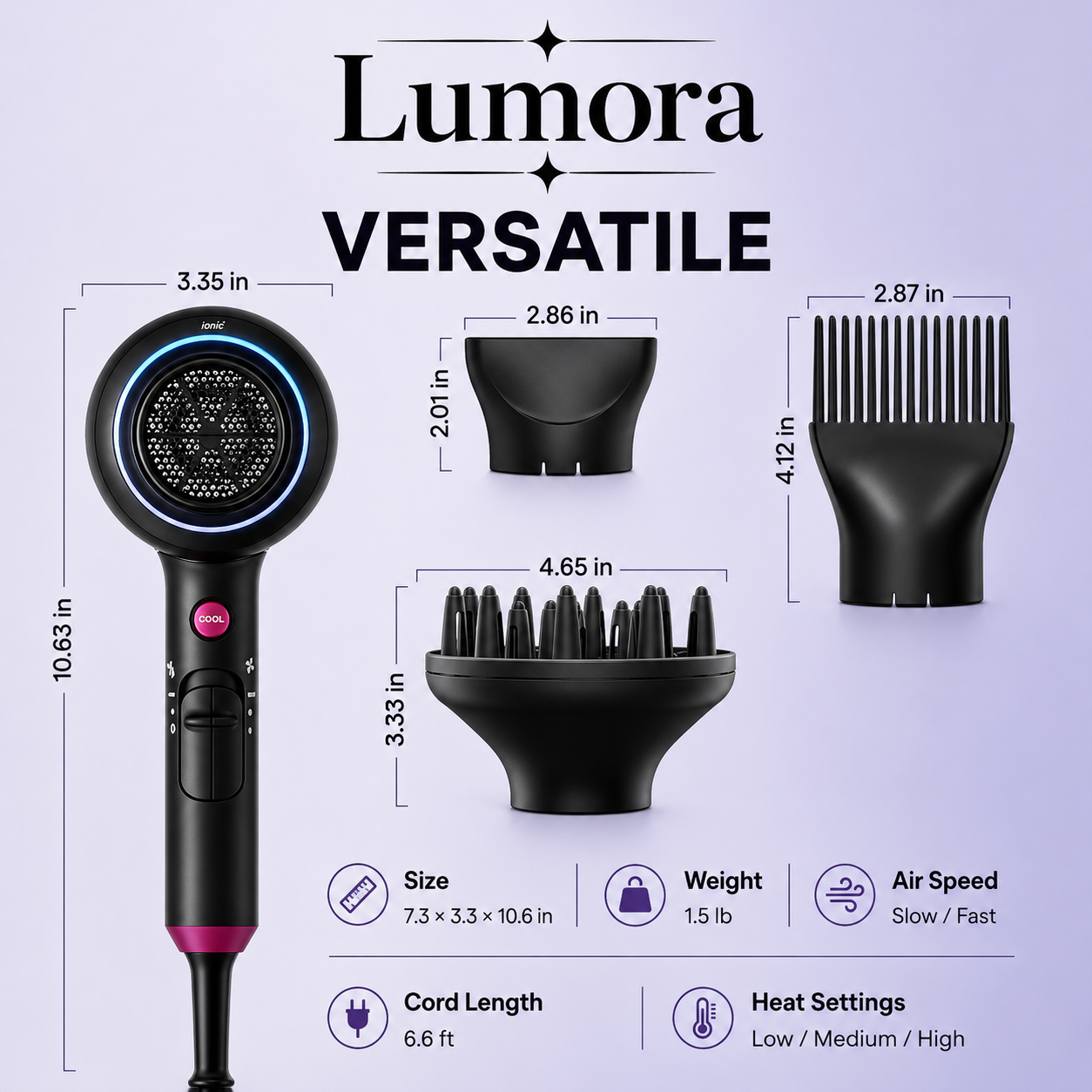 Christine Ionic Hair Dryer Faster Drying, Smoother Shine, Diffuser