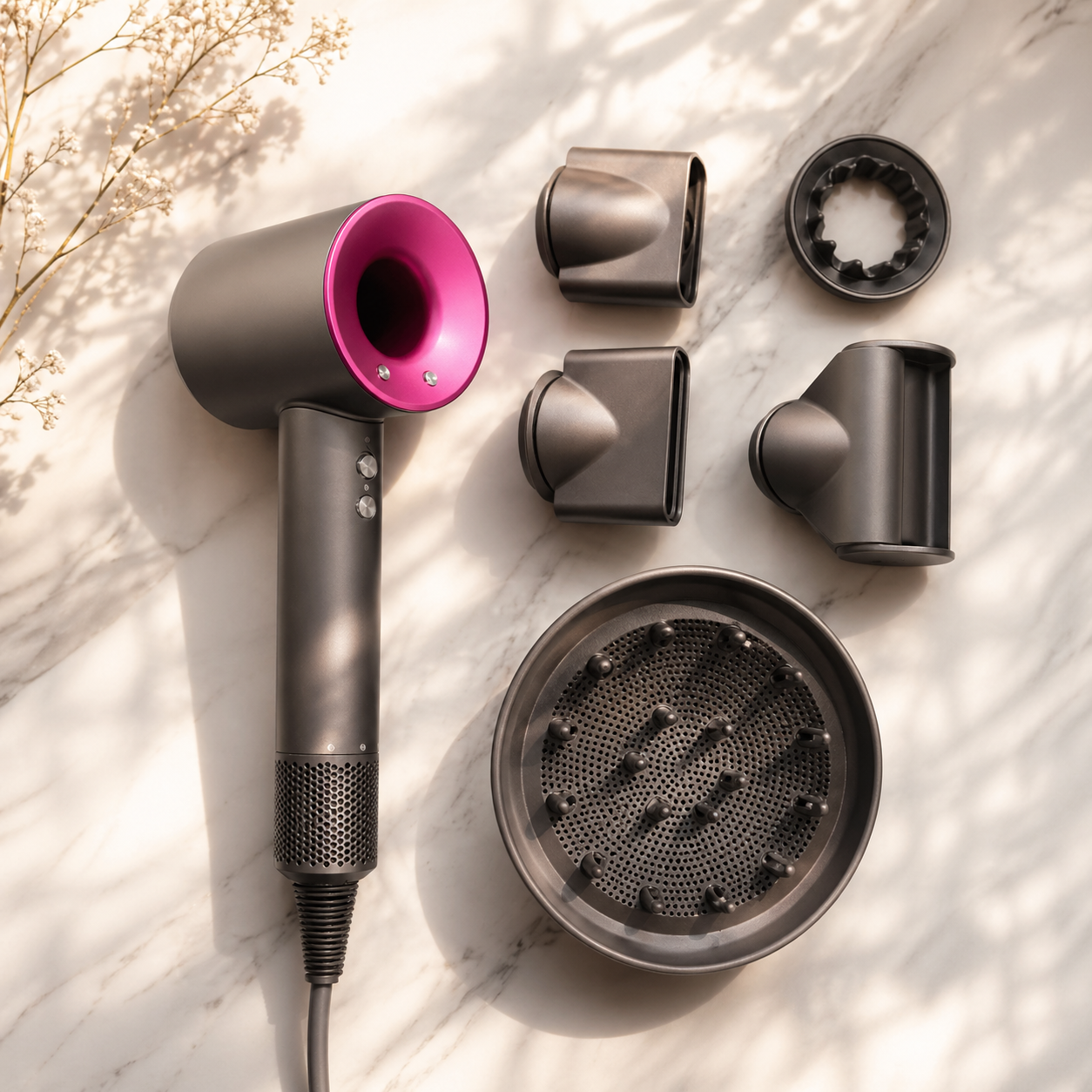 Marbella Hair Dryer Fast Dry Smooth Blowout 5 Nozzles