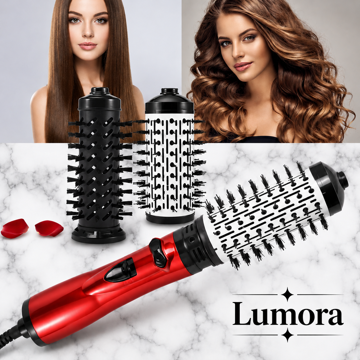 Aurelia Rotating Hot Air Brush Smooth Blowouts, Shine, 3-in-1