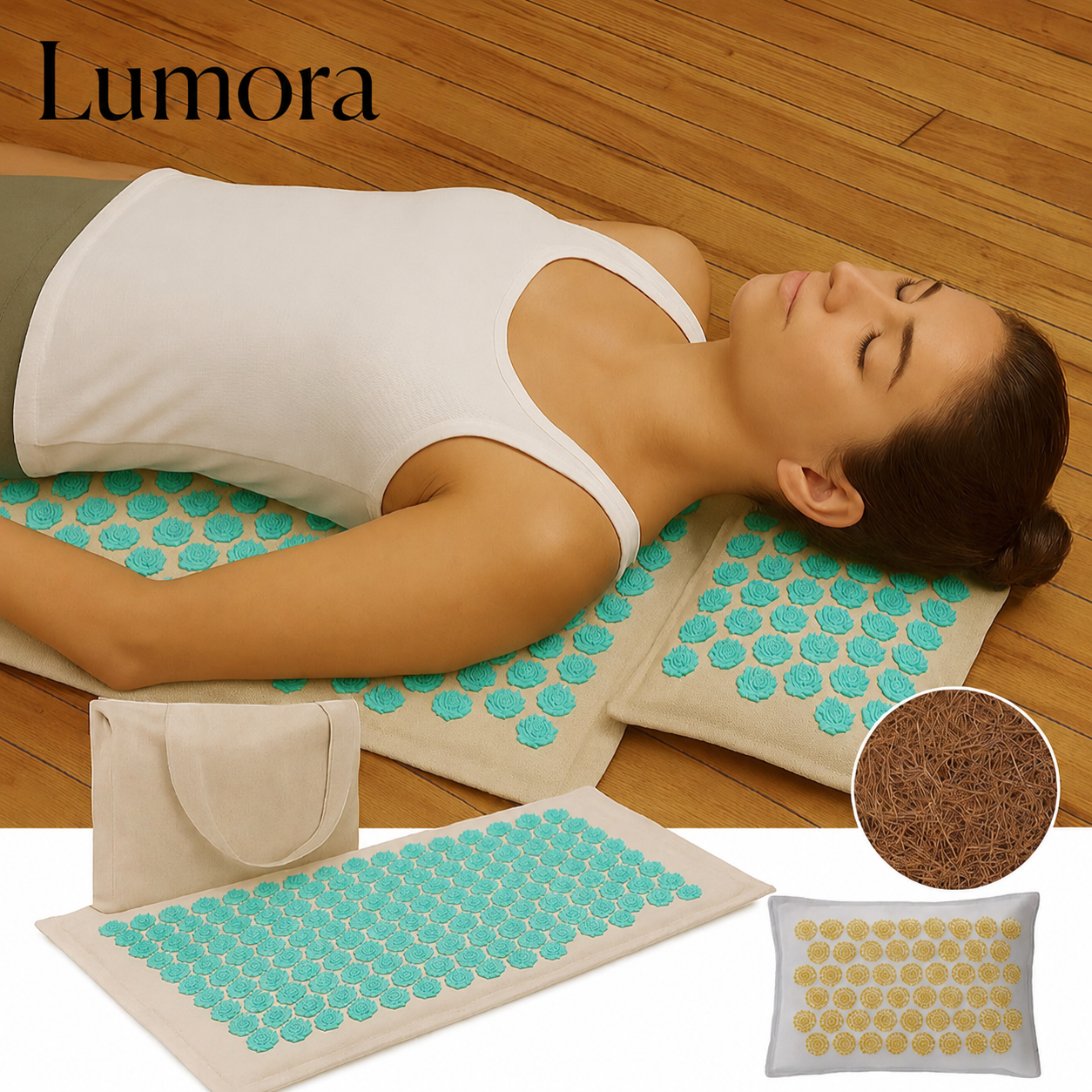 Fritzy Acupressure Mat Stress Relief Pillow Set
