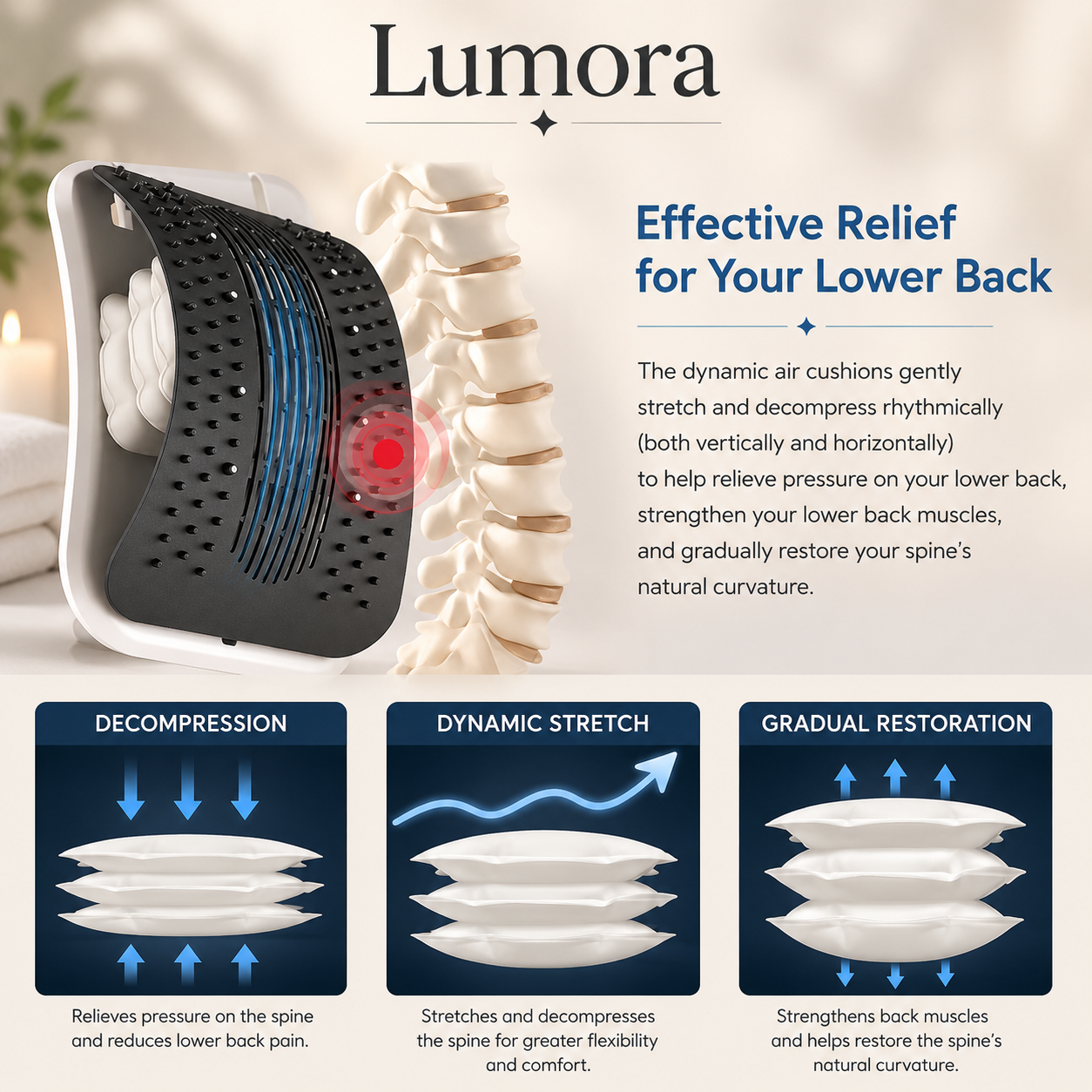 Alessandra Back Stretcher Lumbar Relief, Easy Stretch, Inflatable