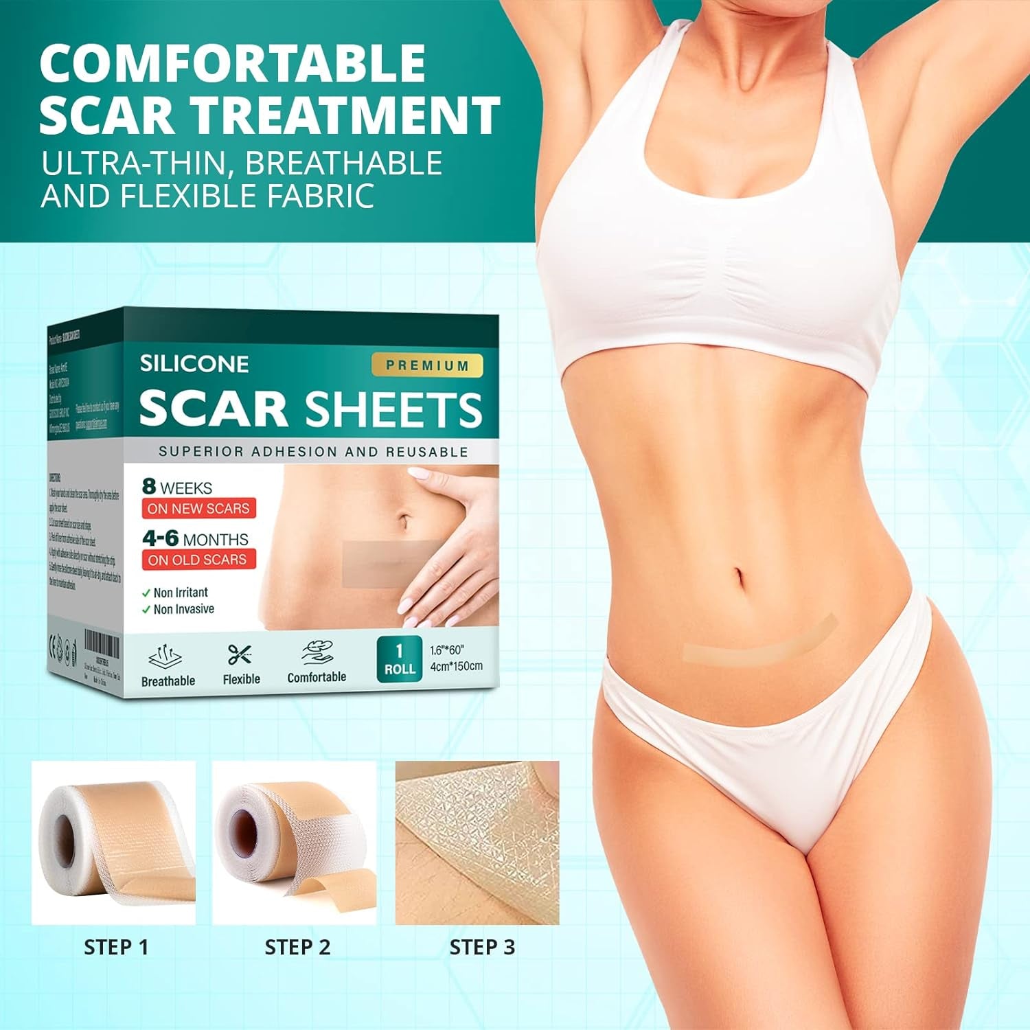 Sheena Silicone Scar Sheets Softens Flattens Reusable Roll