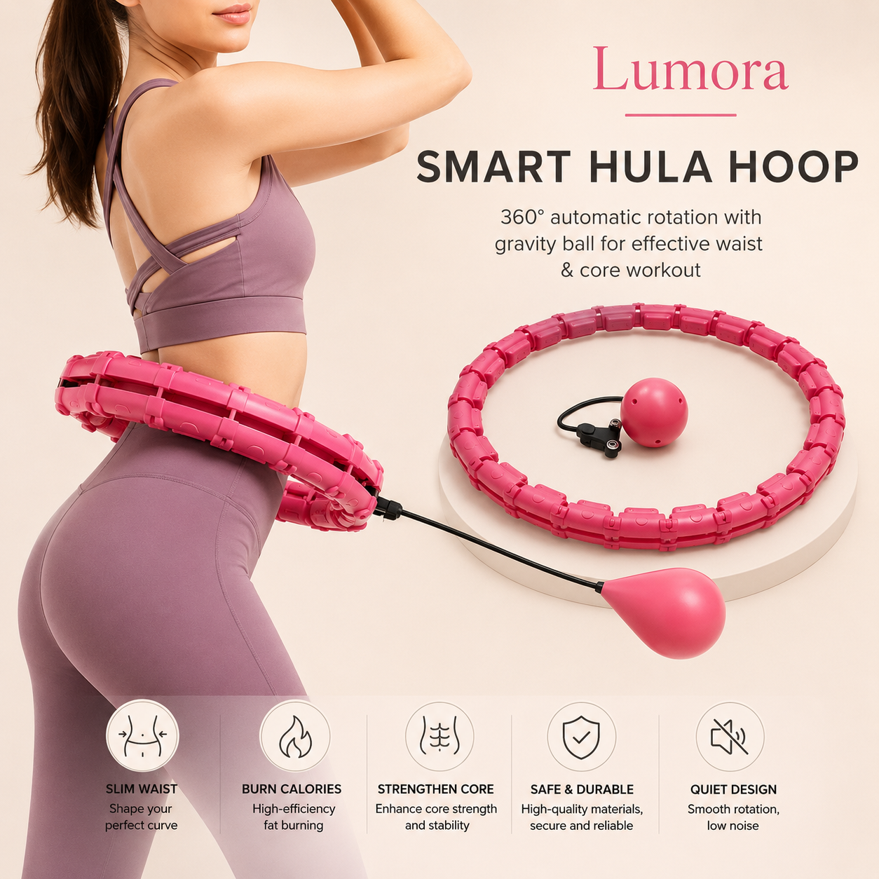 Raizel Weighted Fitness Hoop Tone Waist Core Massage
