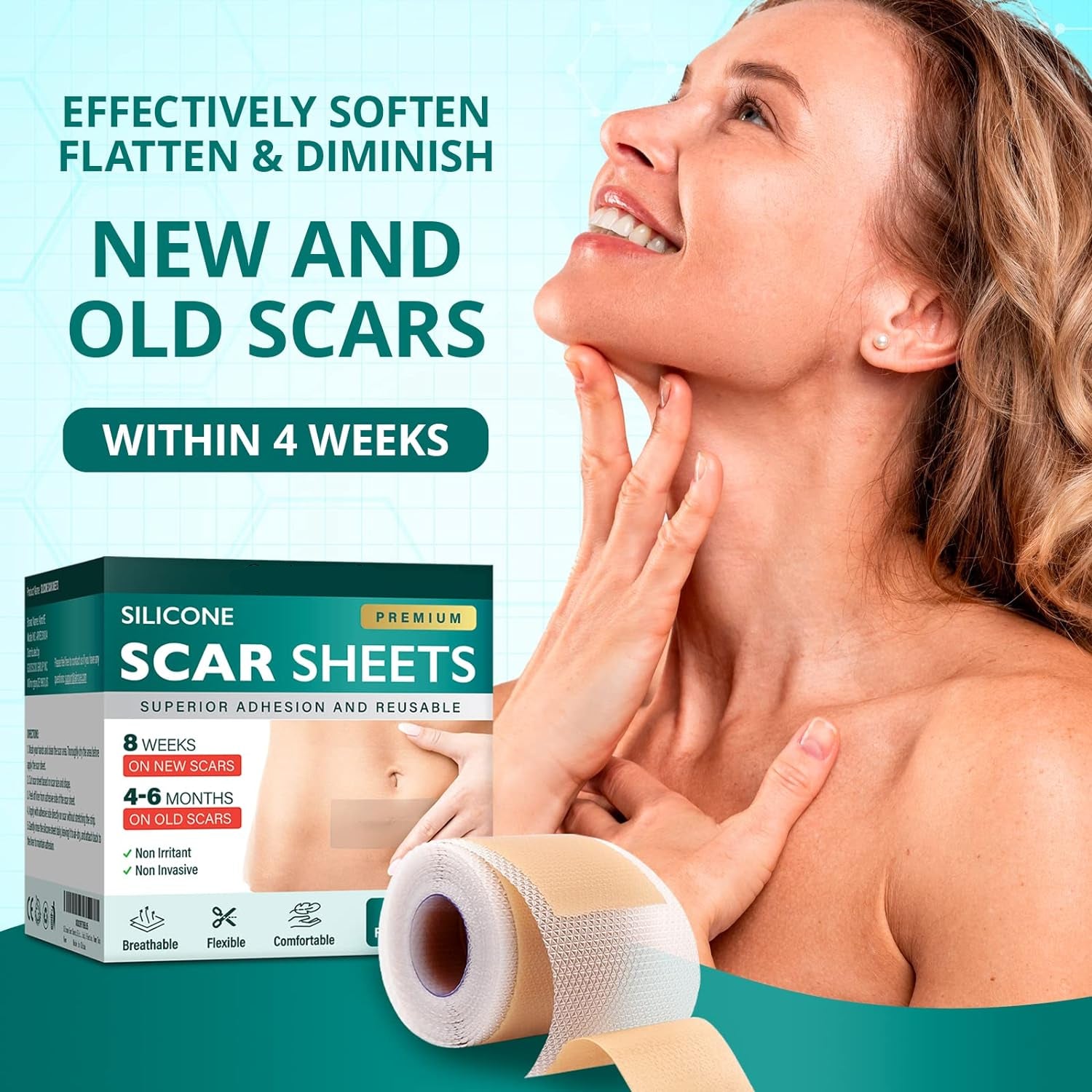 Sheena Silicone Scar Sheets Softens Flattens Reusable Roll
