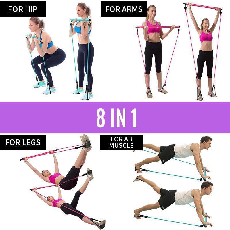 Mizzy Pilates Bar Kit Full Body Tone Sculpt Portable Design