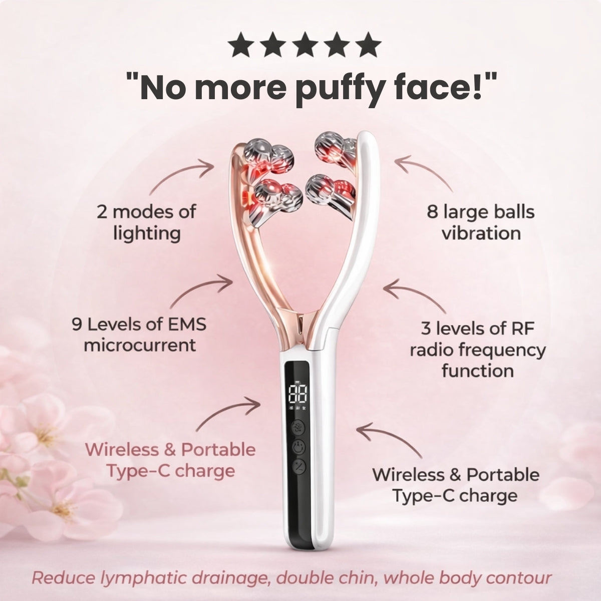 Aicelyn EMS Light Therapy Face Massager Puffiness Jawline Lift