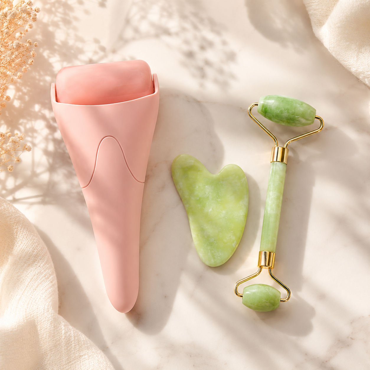 Lycette Jade Face Roller Depuff, Soothe, Dual End
