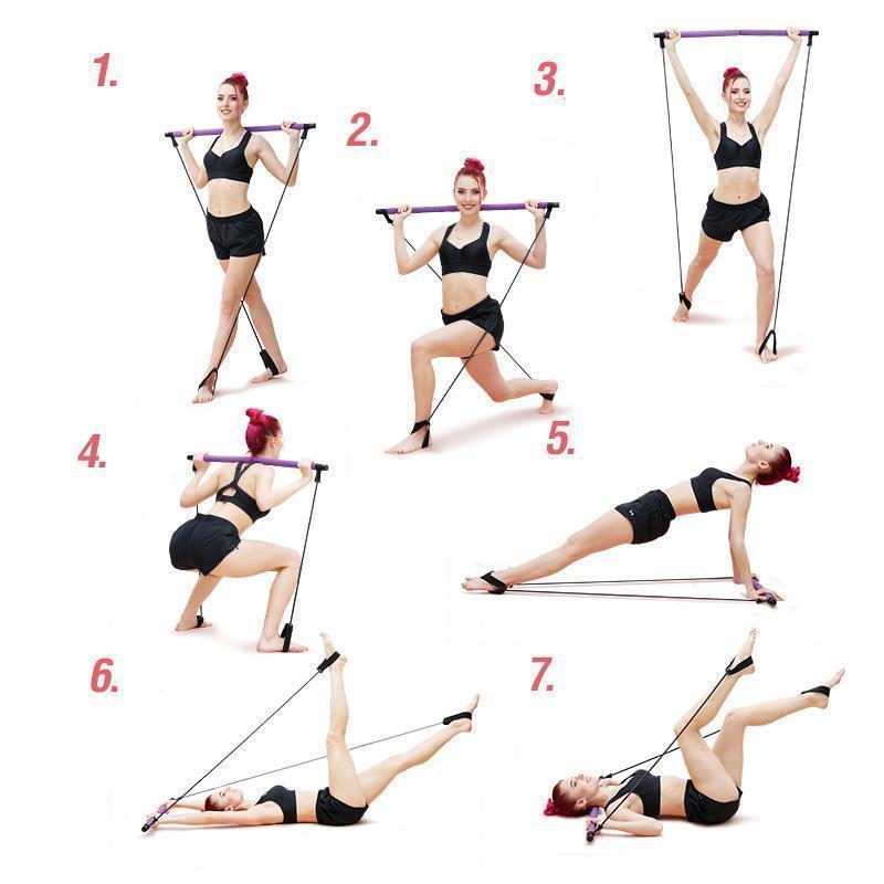 Mizzy Pilates Bar Kit Full Body Tone Sculpt Portable Design