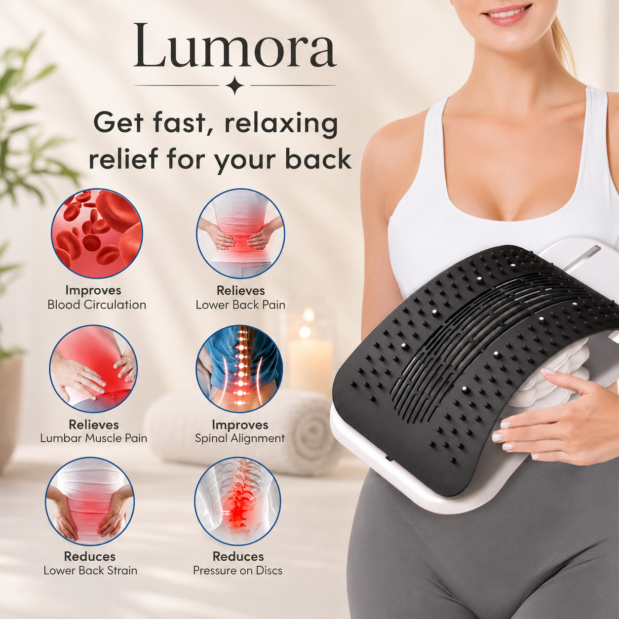 Alessandra Back Stretcher Lumbar Relief, Easy Stretch, Inflatable