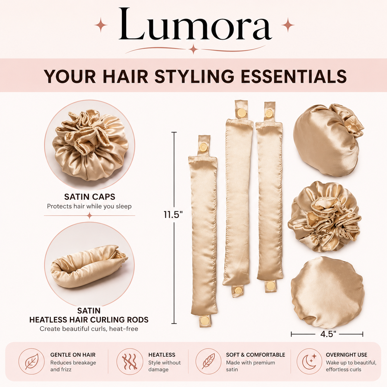 Brianna Heatless Hair Curler Soft Waves Overnight Comfort