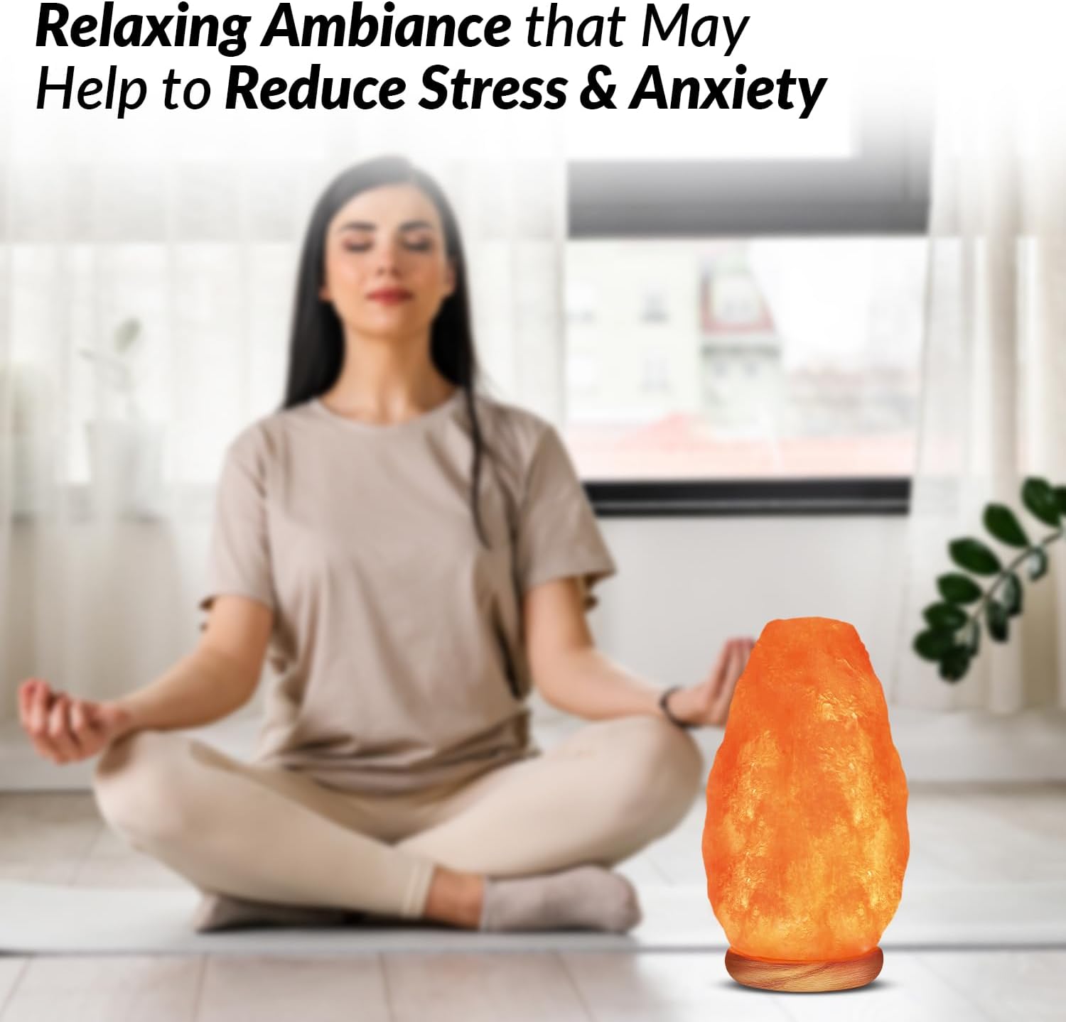 Gwynette Salt Lamp Calm Glow, Better Sleep, Warm Light