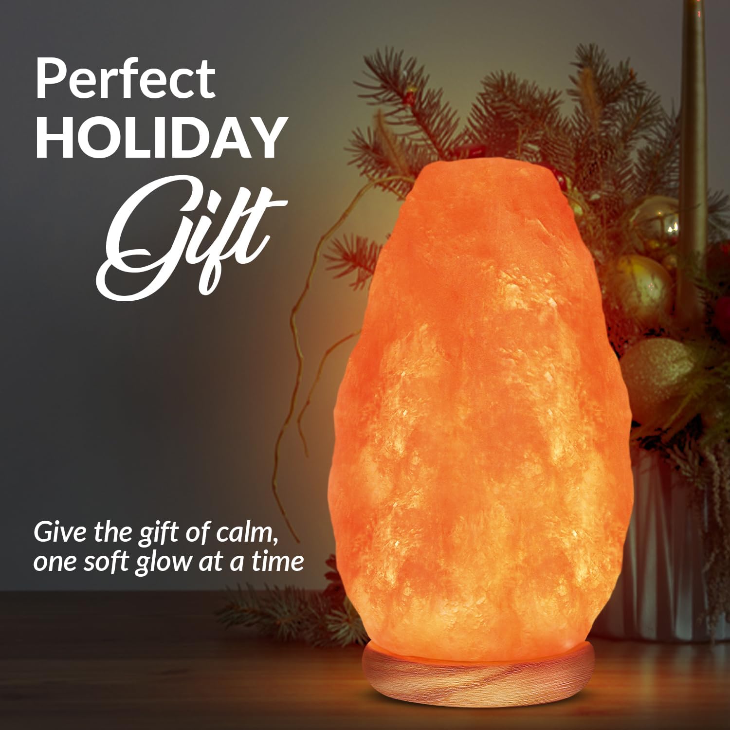 Gwynette Salt Lamp Calm Glow, Better Sleep, Warm Light