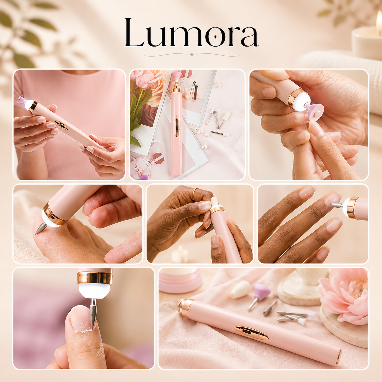 Charmaine Electric Manicure Kit Smooth Nails, LED, Rechargeable