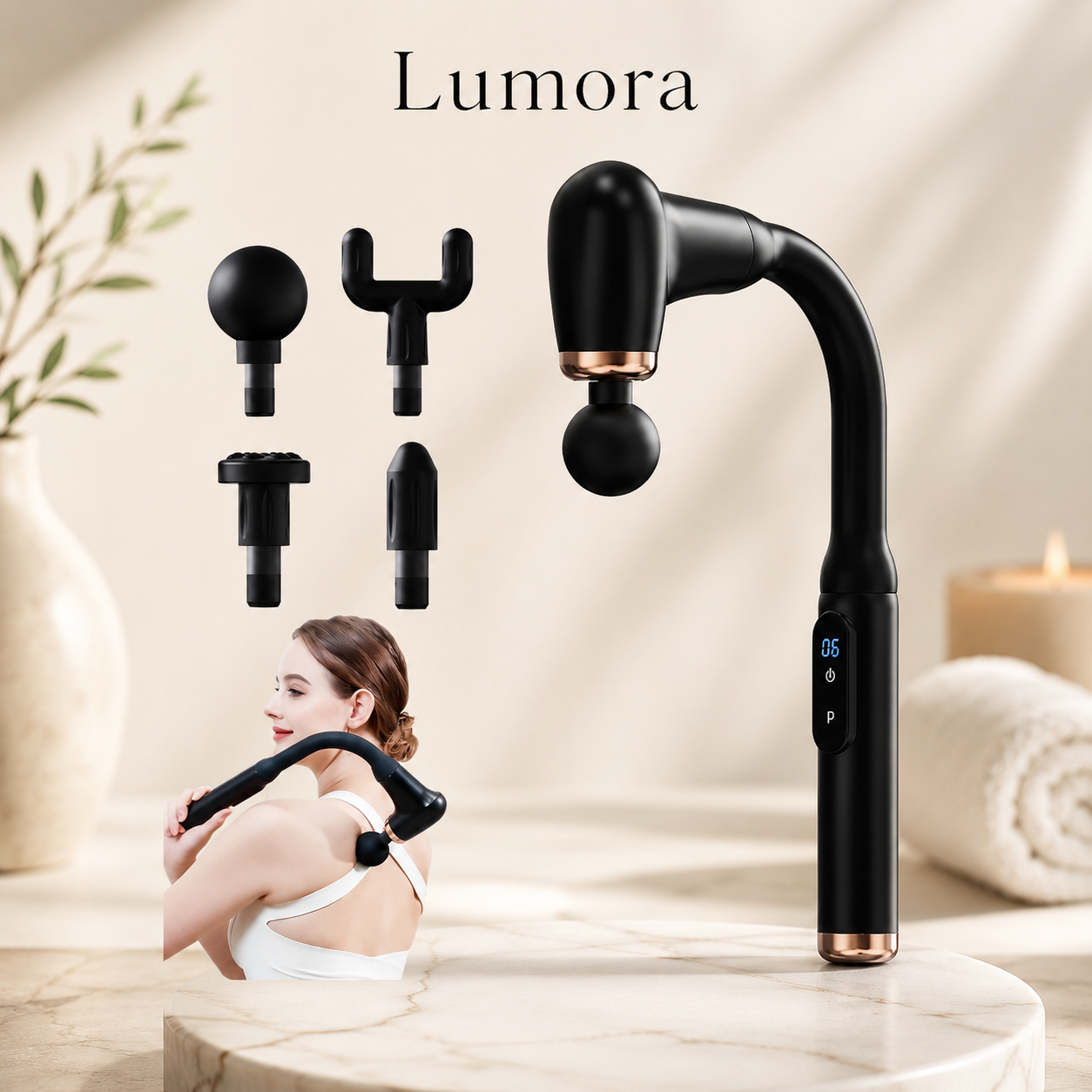 Charlene Massage Gun Deep Relief, Easy Reach, Long Handle
