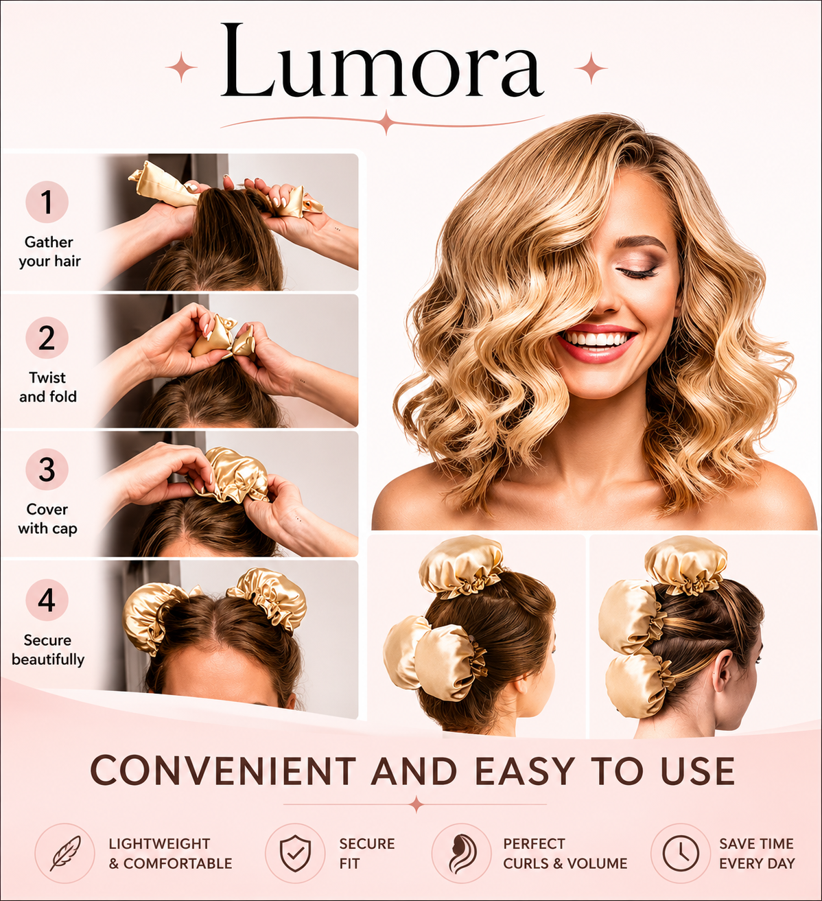 Brianna Heatless Hair Curler Soft Waves Overnight Comfort