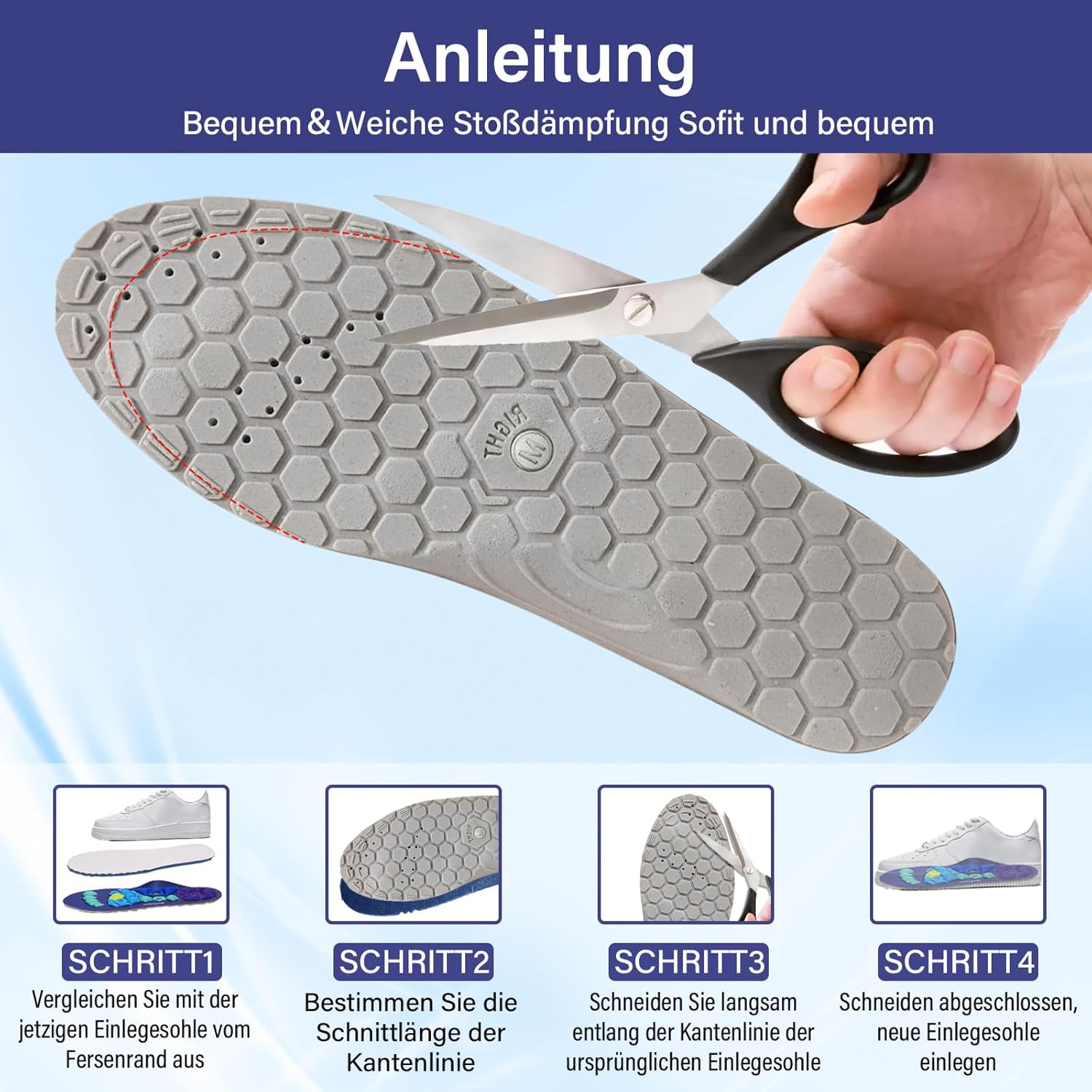 Aryana Comfort Insoles Arch Support, Cushioning, Trim Fit