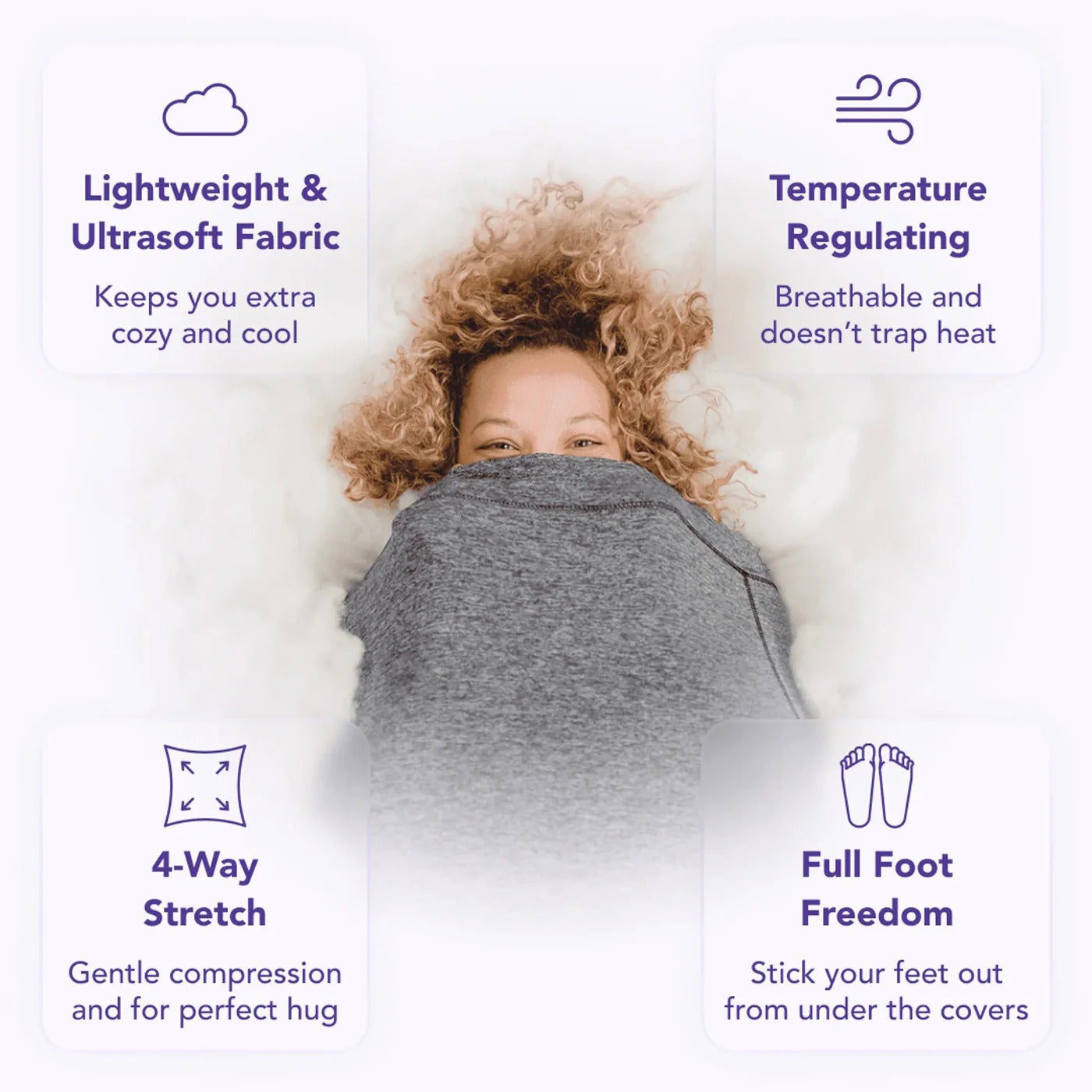 Celeste Adult Swaddle Blanket Calm Sleep, Soft Hug, Stretch Fit